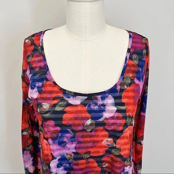 Anthropologie Weston Wear Floral Striped Long Sleeve Top - Picture 3 of 10